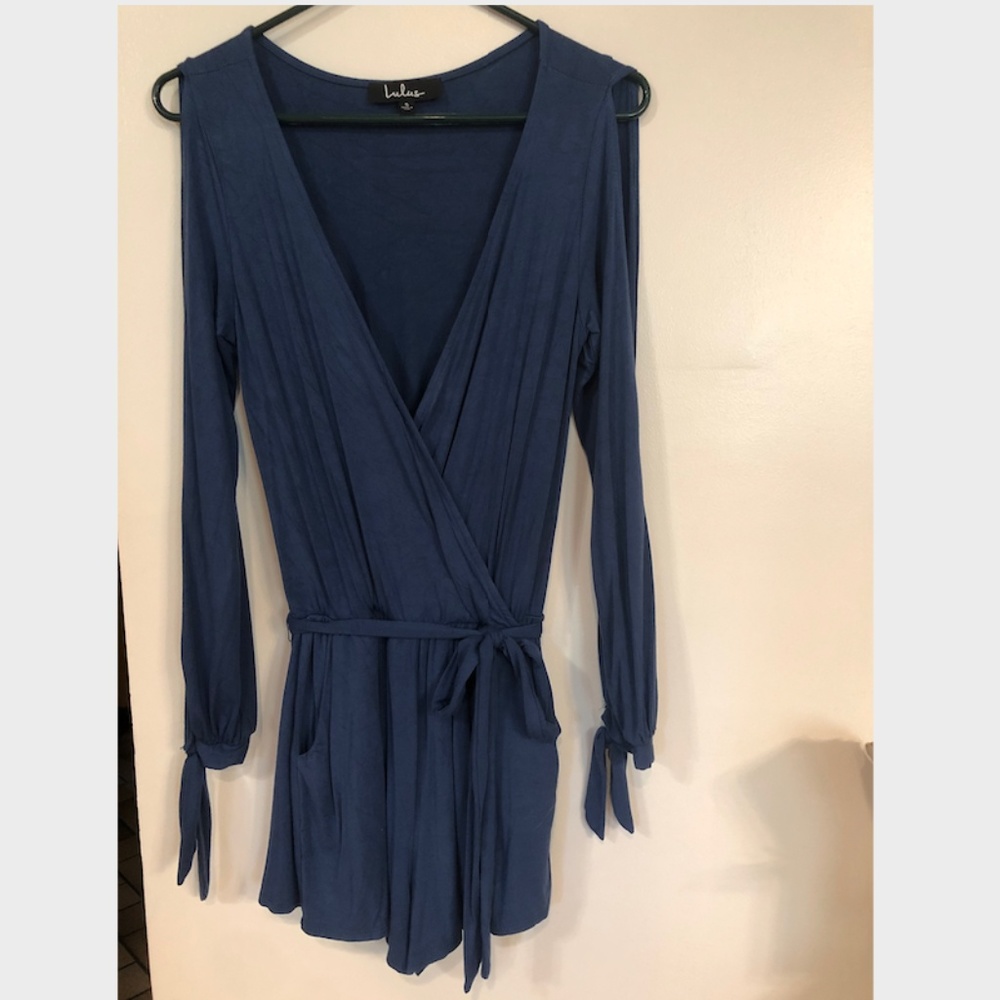 Lulu's Blue Open Sleeve Romper